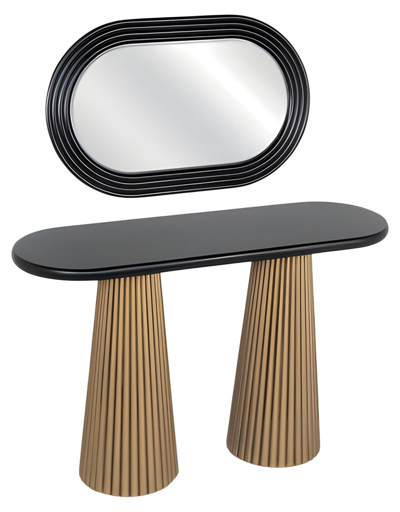 Schminktisch aus Holz in Schwarz mit Spiegel modern elegant