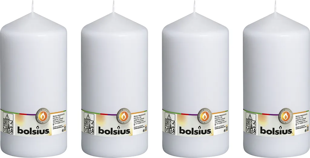 set di 4 candele a colonna - Altezza 20 cm - Diametro 9,8 cm - Bianco
