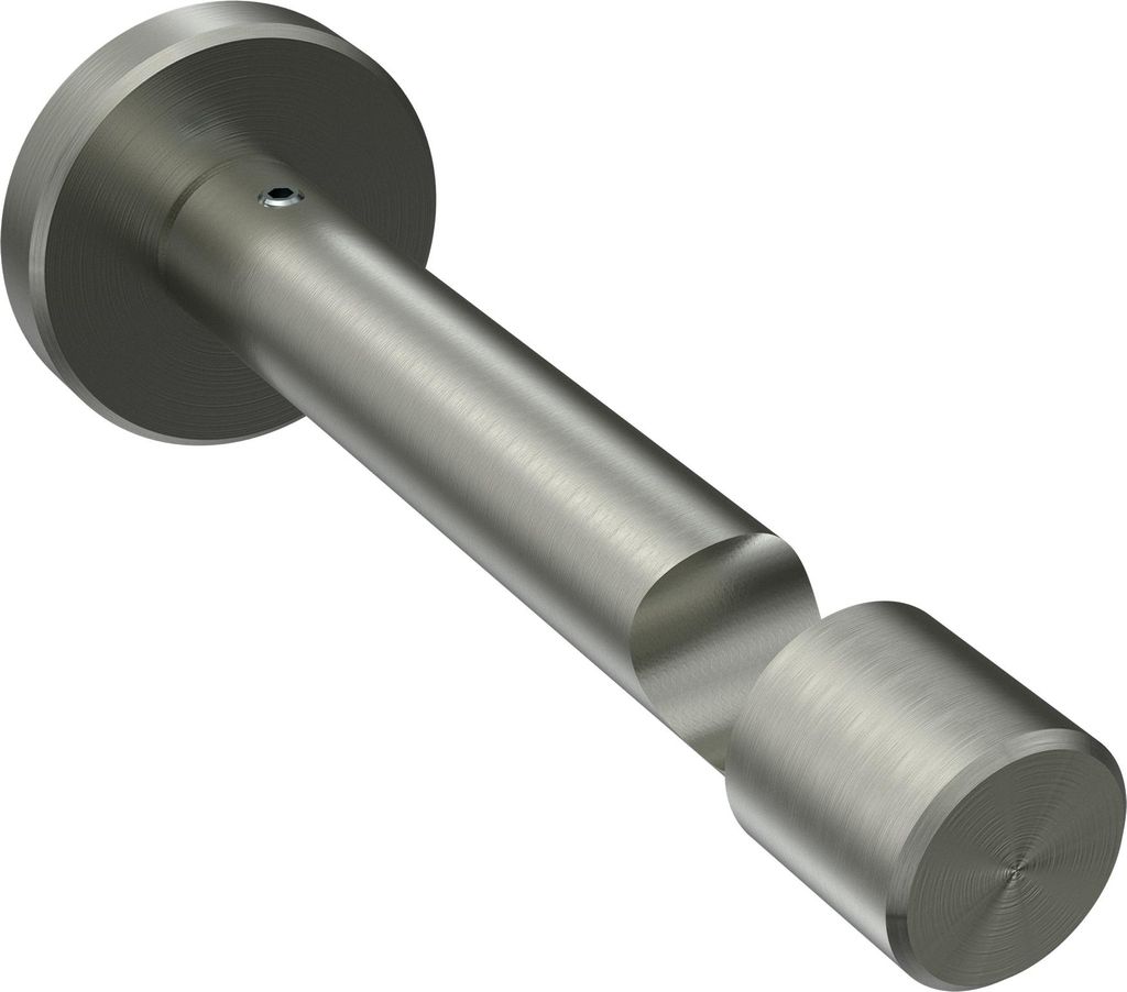 Interdeco Träger mit Abstand 8 cm / Wandhalterung für Gardinenstangen 16 mm Ø, 1-läufig Edelstahl-Optik, Typ Sinux