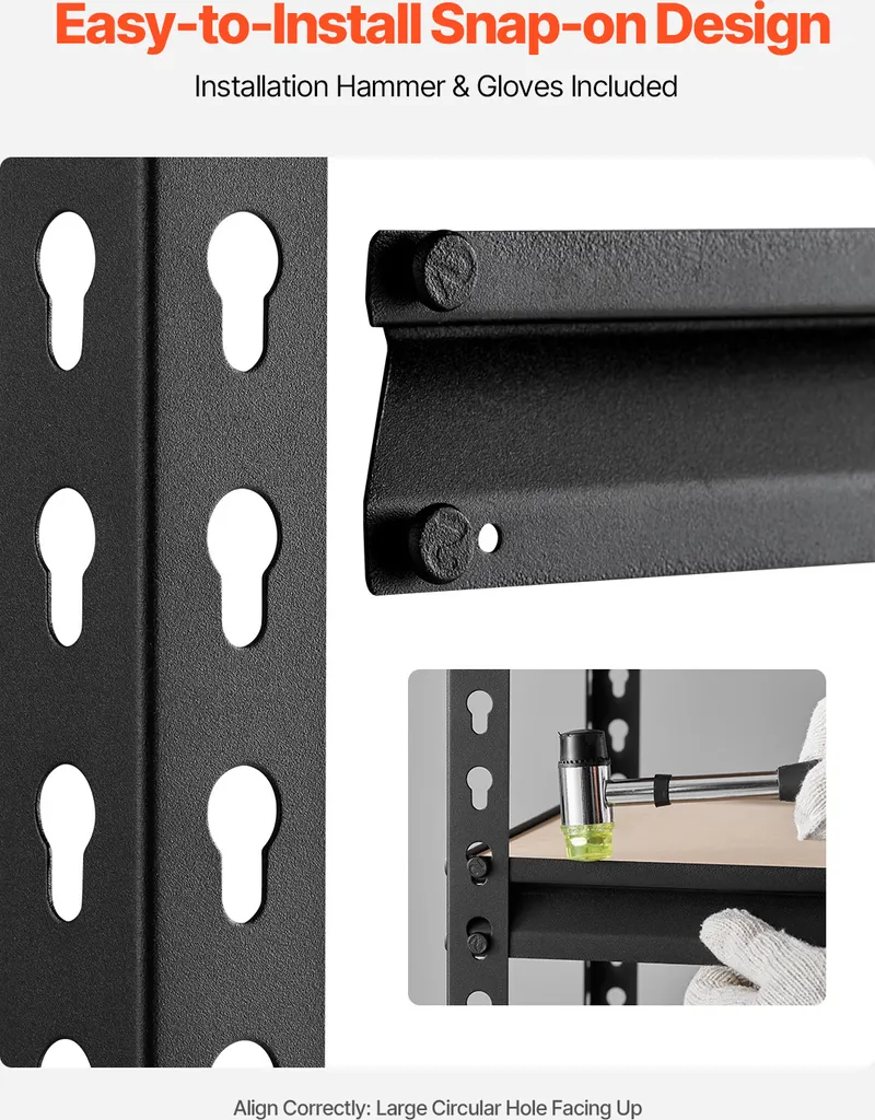 Rayonnage de Garage 5 Tablettes Modulables en Acier Noir VEVOR