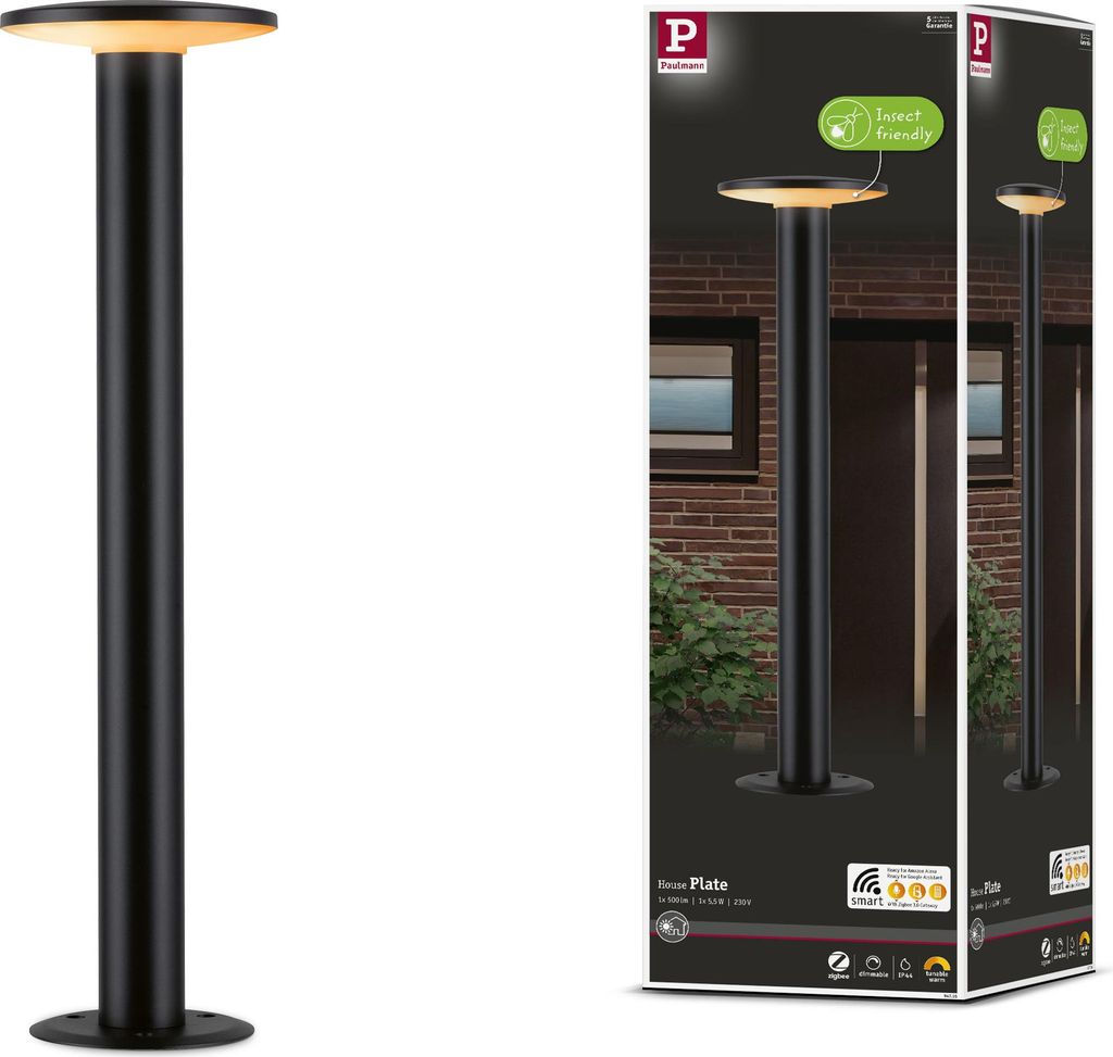 Paulmann LED Pollerleuchte Plate insektenfreundlich