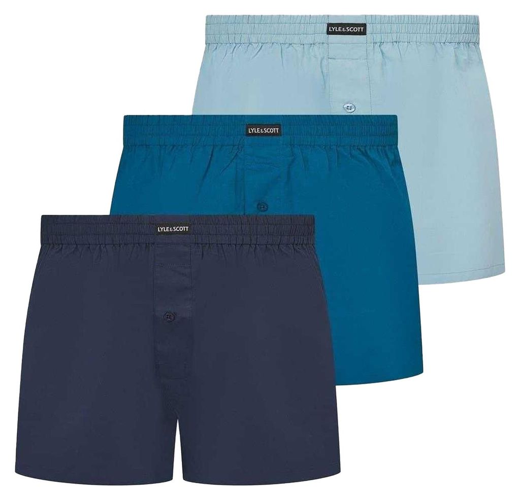 Lyle & Scott - Boxershorts für Herren, Regulär (3er-Pack) GT14108 (L) (Blau)