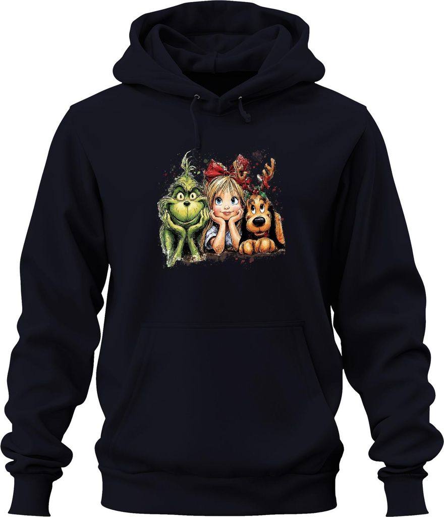 Grinch Cindy Lou Who Max Weihnachten Kinder lustig Retro Uni Hoodie Kapuzenpullover, Navy, S