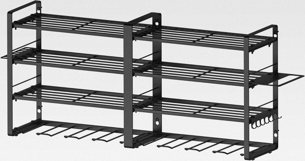 W-1702 4 Etagen 80cm Großformat Wandregal Metall Schwere Garage Werkzeug Werkstatt Organizer 8 Steckplätze Akkuschrauber Halterung Wand Werkzeuga...