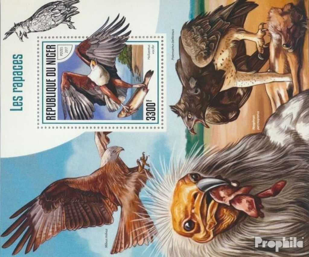 Briefmarken Niger 2017 Mi Block 745 (kompl. Ausg.) postfrisch Raubvögel