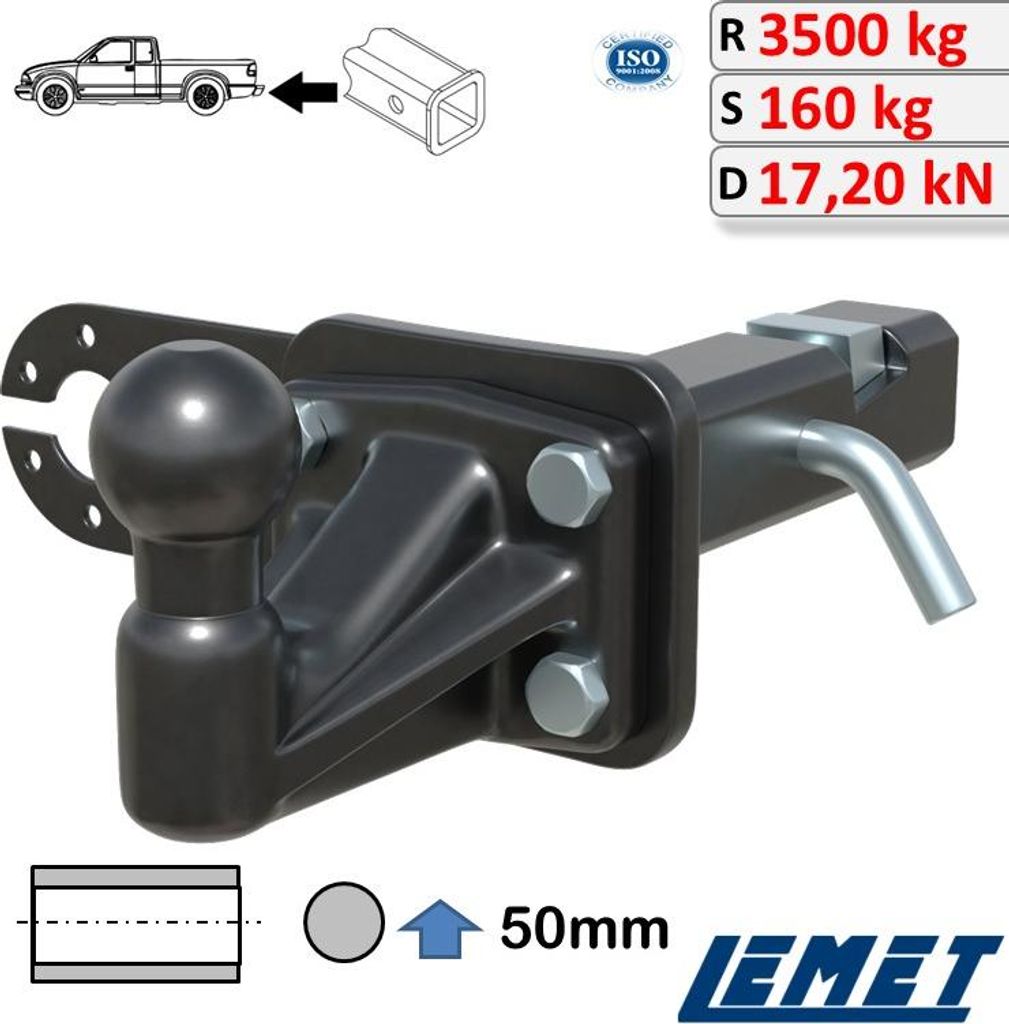 Heavy Duty Anhängerkupplung 2-Zoll Einshub mit Spannkeil für Audi Q5 I 08-17