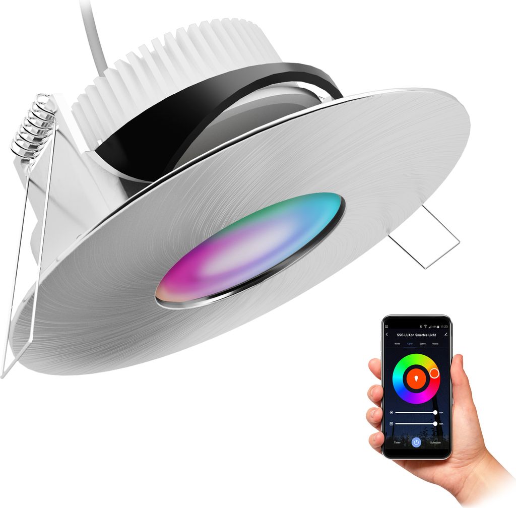 SSC-LUXon YOKU Einbauleuchte IP65 schwenkbar 230V dimmbar inkl. WLAN LED Modul (RGB & Weißtöne) - smarte Steuerung per App & Sprache