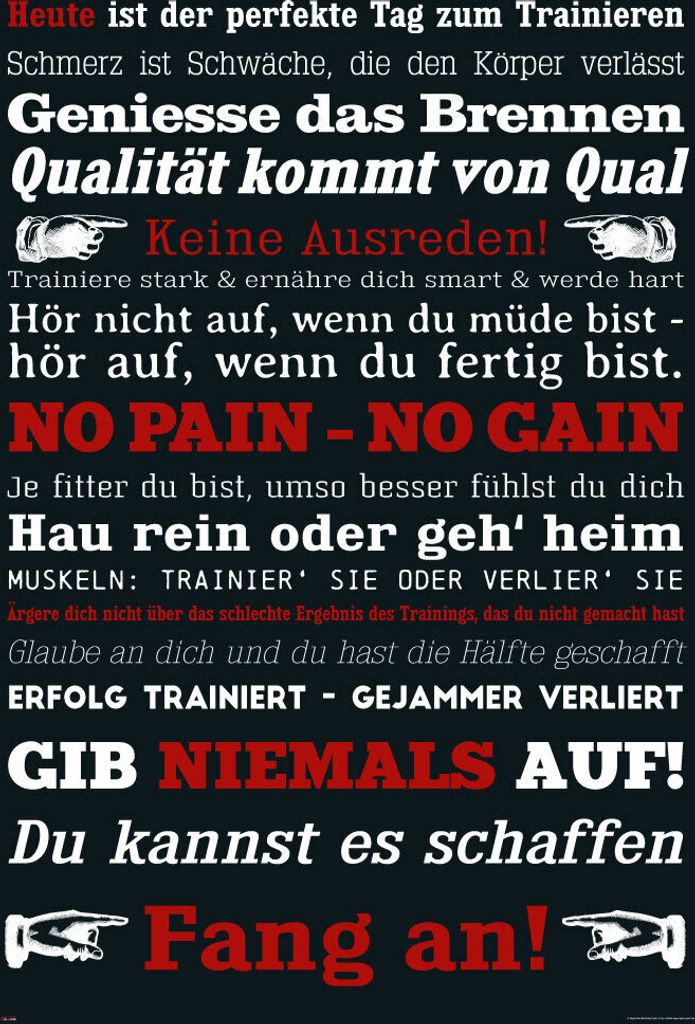 Motivational Poster GYM Training Keine Ausreden! Schwarz Produktbild 