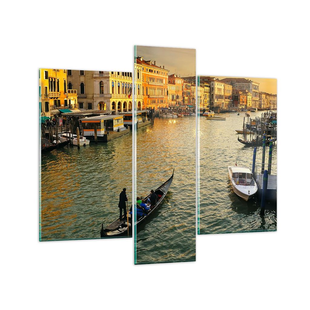 Bilder auf glas - Ansicht Wasser Gondel Reise - 95x80cm - Glasbilder - Wandbilder - Kunstdruck - zum Aufhängen bereit - Wanddekoration aus Glas - ...