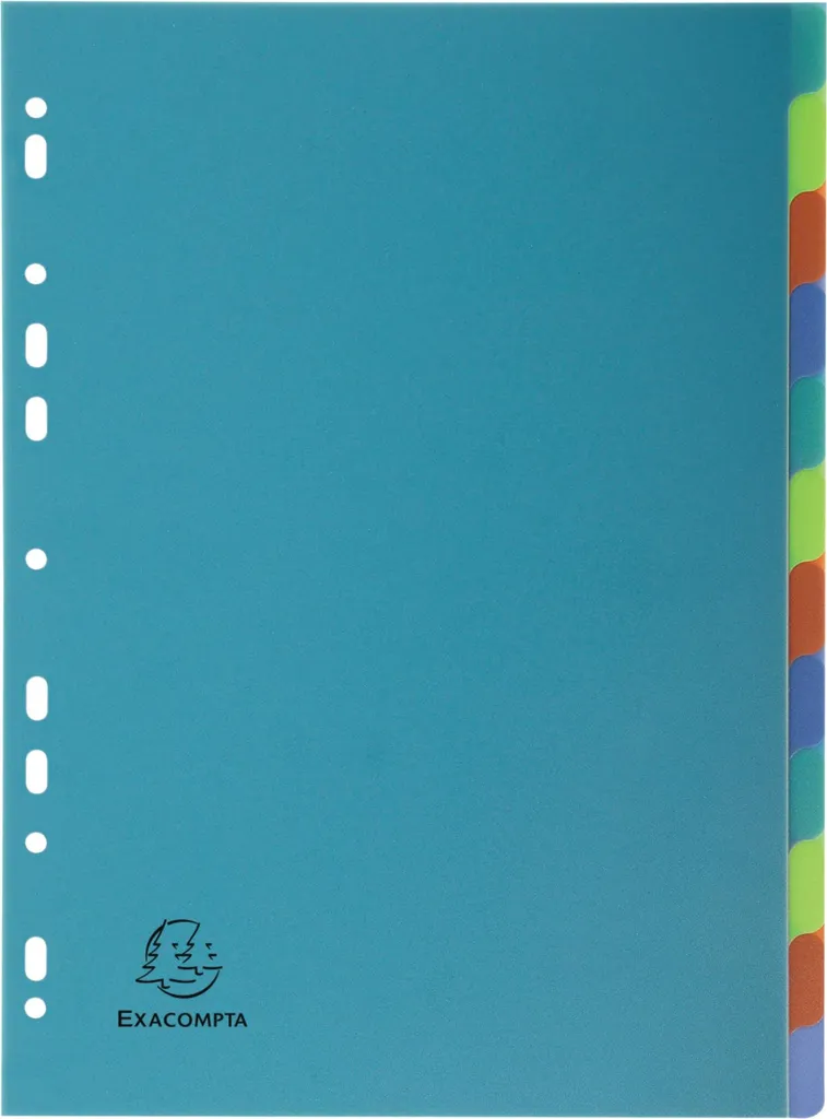Intercalaires A4 Multicolores 12 Positions en PP Recyclé Exacompta