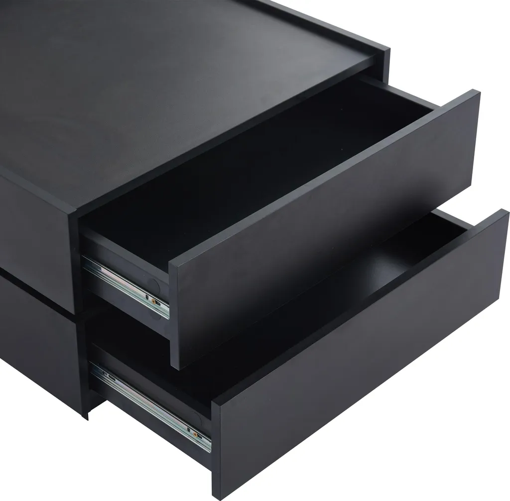 Table basse noire gain de place : plateau pivotant et rangement intégré - 2