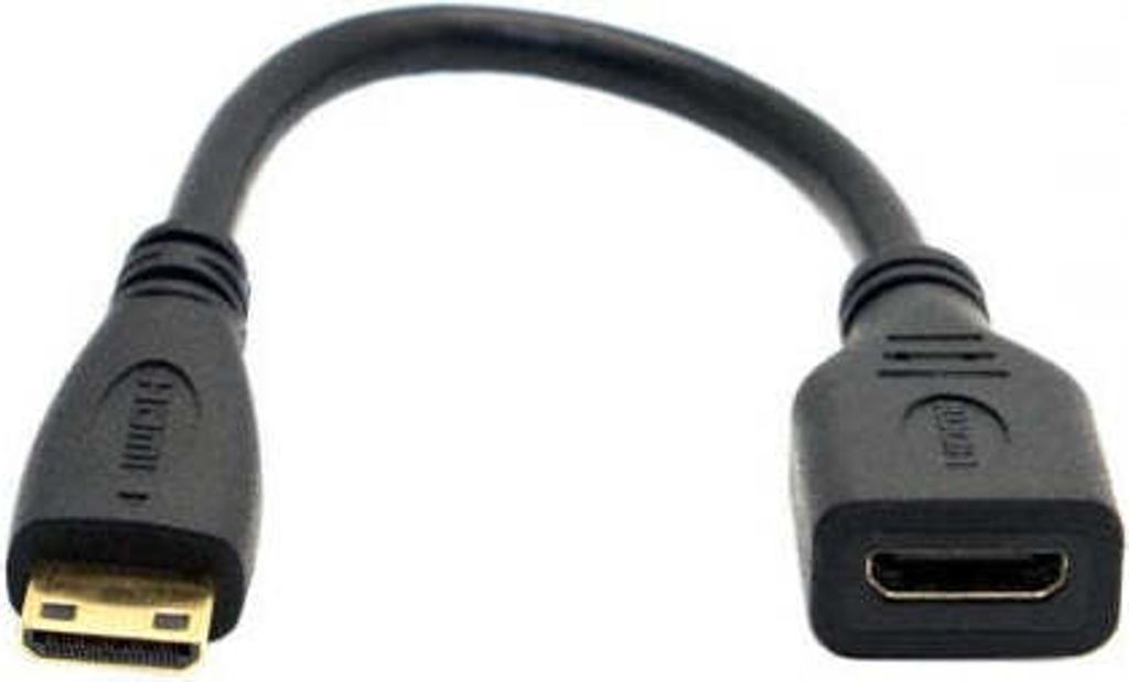 SYSTEM-S Mini HDMI 1.4 Typ C (male) auf Mini HDMI 1.4 Typ C Buchse Kabel Adapter Converter 15cm