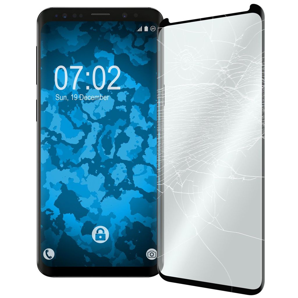 1er-Pack PhoneNatic Glas-Folie klar full-screen 3DPlus schwarz kompatibel mit Samsung Galaxy S9 Plus - Panzerglas für Galaxy S9 Plus