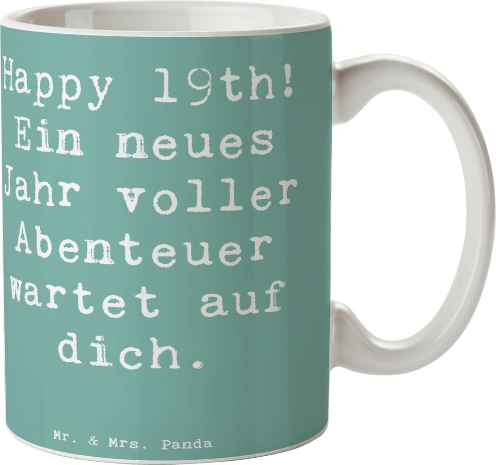 Mr. & Mrs. Panda Teetasse Spruch 19. Geburtstag Abenteuer - Meeresbrise - Geschenk, Lebensjahr, Becher, Tasse, Alter, Geburtstagsgeschenke, Kaffeeb...