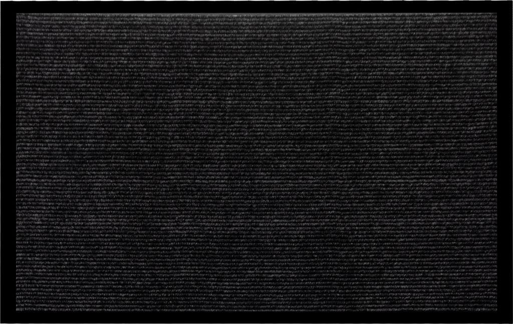 A flat lay of a dark gray doormat with a ribbed texture.