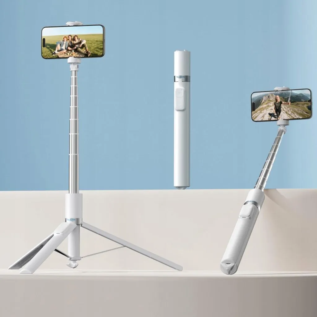 Bâton à selfie 1,8 m avec trépied stable et télécommande Bluetooth noir - 4