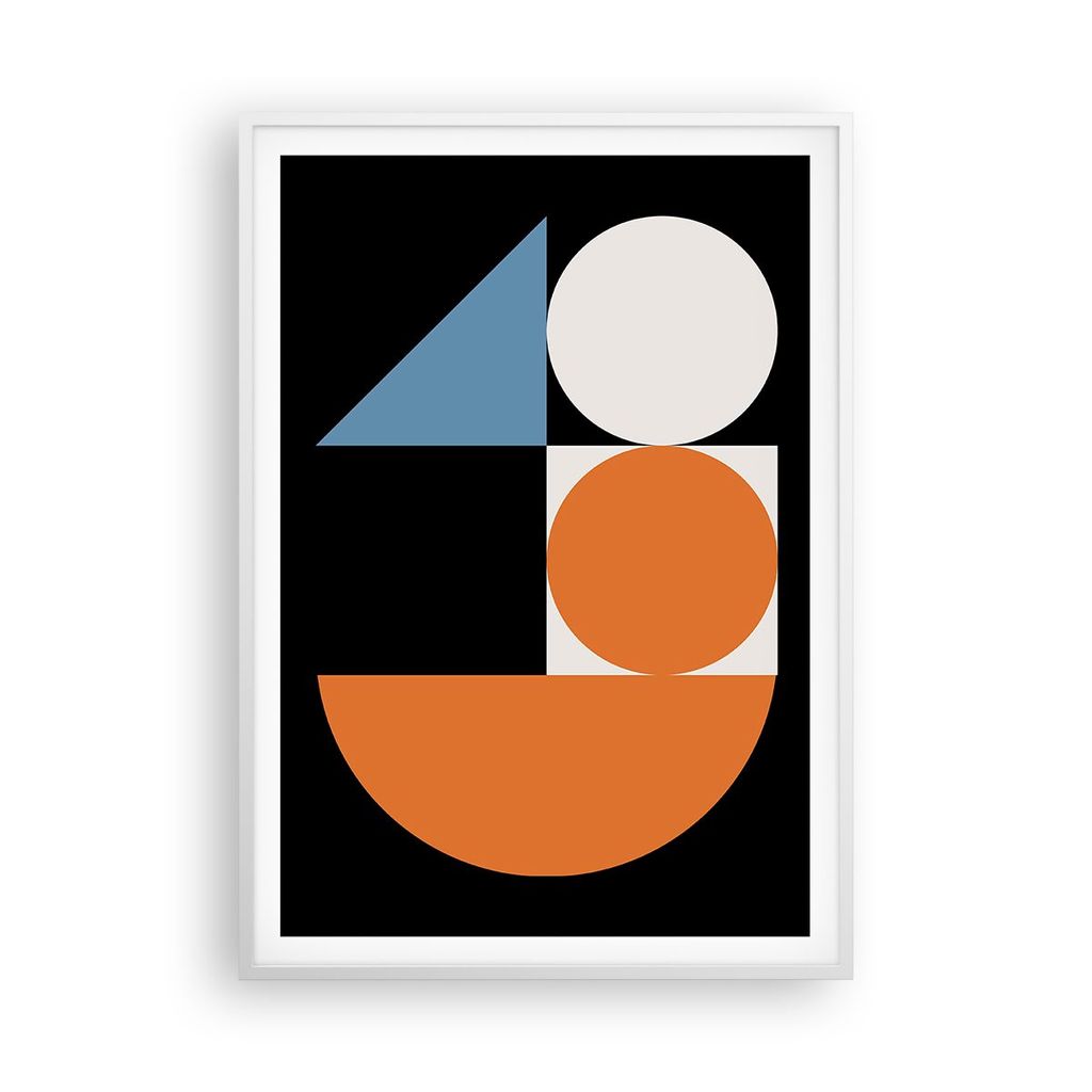 Gerahmtes Poster - Weißer Rahmen - Stück Geometrisch Räder - 70x100 cm - Wand Bild - Wanddeko - Wandbilder - Kunstposter - Wandposter - Bilderra...