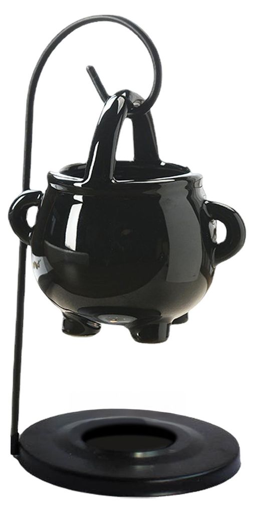 Hängender heidnischer Kessel, Ölbrenner, Wachswärmer, Aromadiffusor mit Griff, Keramik-Teelichthalter, Kerzenhalter, Hexen-Halloween-Dekoration