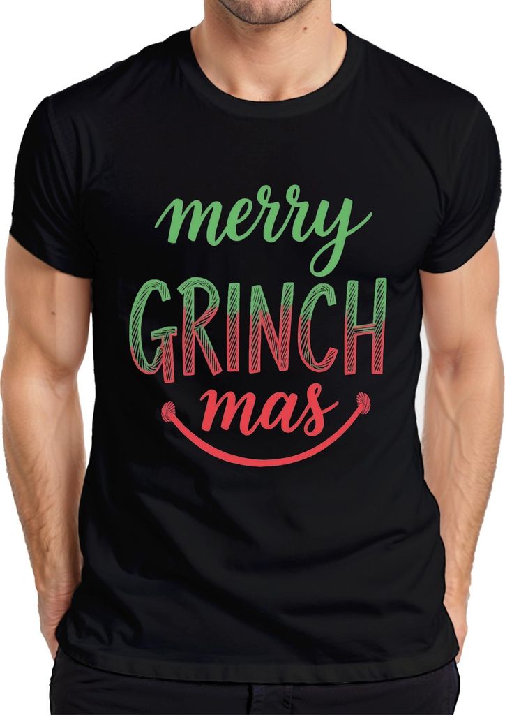 merry GRINCH mas Weihnachten Lustig Grinch Geschenk Familie Spaß Herren T-Shirt, Schwarz, 3XL