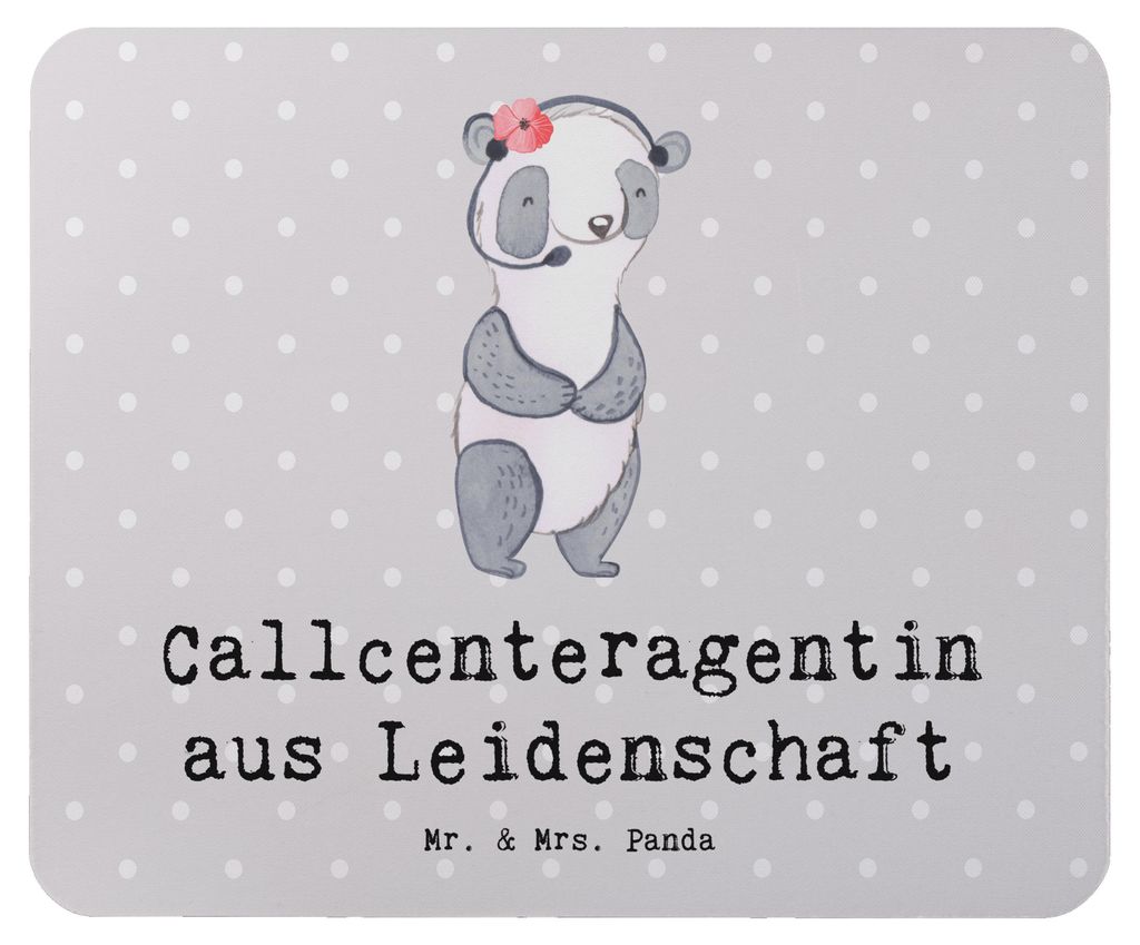 Mr. & Mrs. Panda Mouse Pad Callcenteragentin Leidenschaft - Grau Pastell - Geschenk, mausteppich, Lustig, Spruch, mousematte, computer mauspad, Cus...