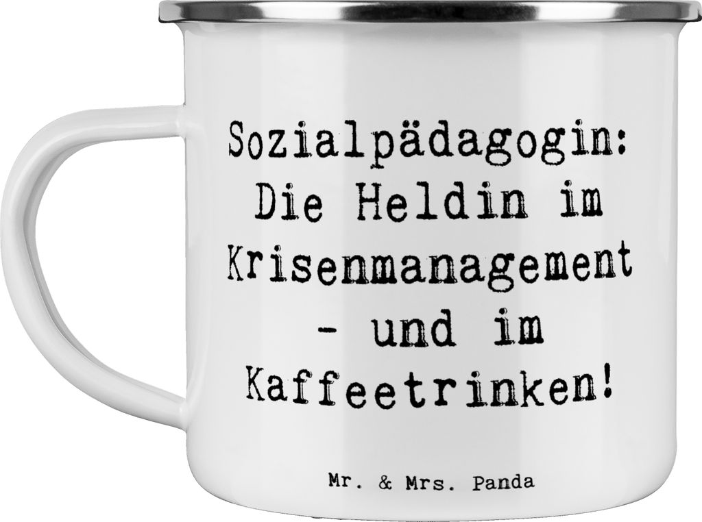 Mr. & Mrs. Panda Blechtasse Spruch Sozialpädagogin - Weiß - Geschenk, Geschenke mit Herz, Beruf, Sozialpädagogik, Familienberatung, Unterstützu...