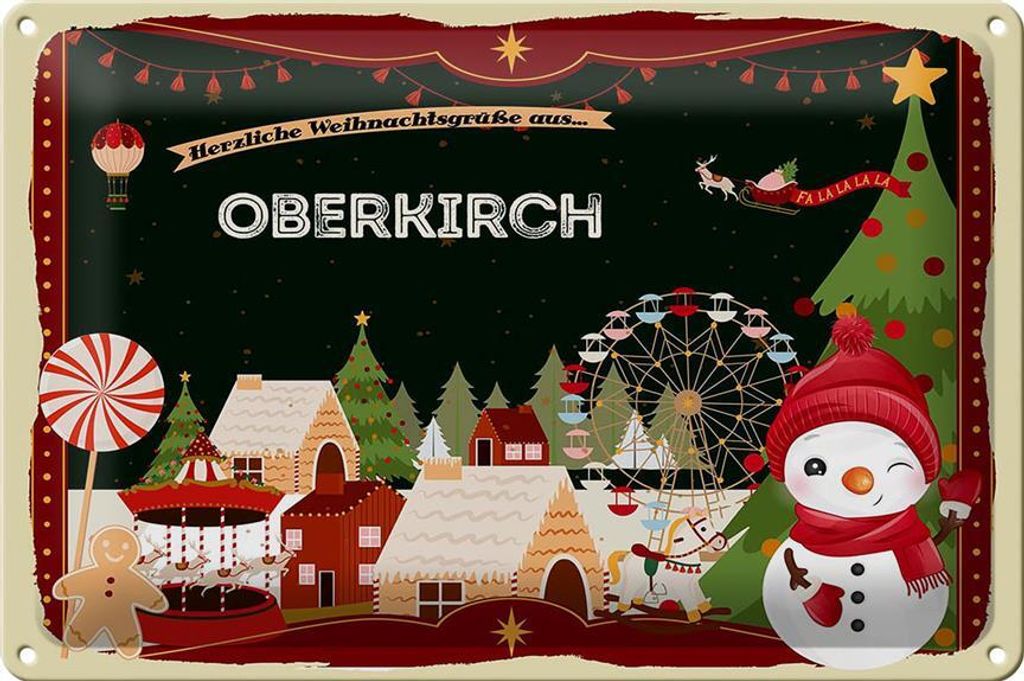 Blechschild Weihnachten Grüße OBERKIRCH 30x20cm