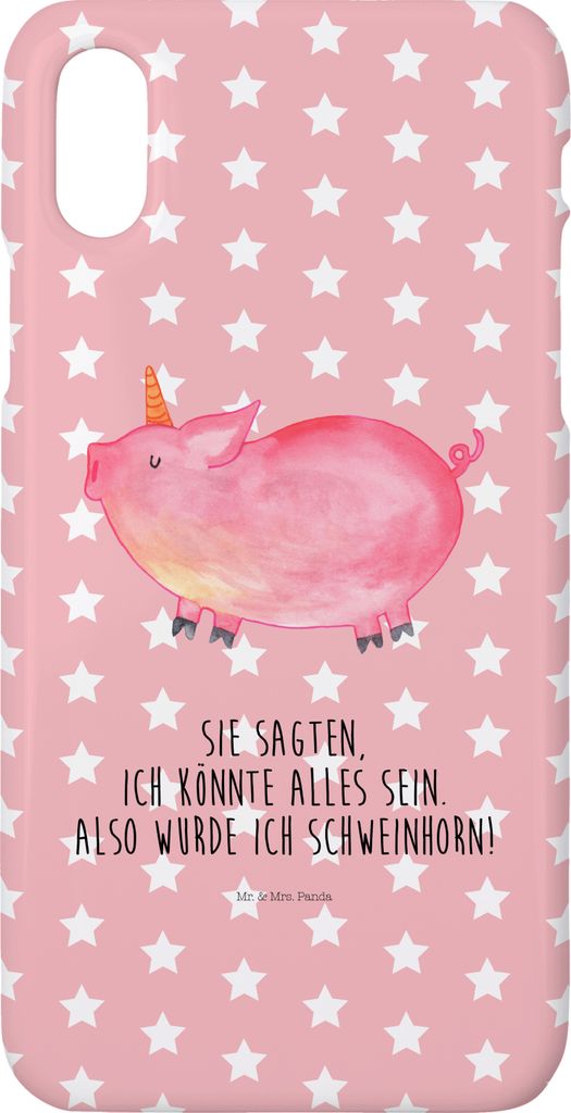 Mr. & Mrs. Panda Iphone 10 Handyhülle Einhorn Schwein - Rot Pastell - Geschenk, Spruch, English, Handy, X, Englisch, Hülle, Cover, Party, Unicorn
