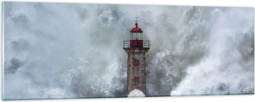 Bilder auf glas - Einteilig - Laterne Meer Sturm - 90x30cm - Glasbilder - Wandbilder - Bilder - zum Aufhängen bereit - Wanddekoration aus Glas - G...