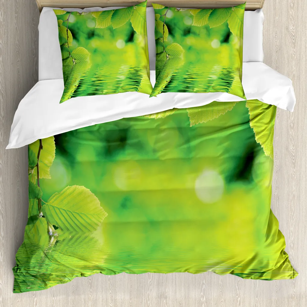 Set Copripiumino Anallergico ABAKUHAUS 200x200 cm Verde Foglie Prezzo