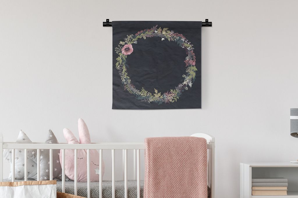 MuchoWow Wandteppich Wandbehang Kranz - Pastell - Sommer 60x60 cm Tapisserie Dekoration Wandtuch - Dekorationen - Wand Decke
