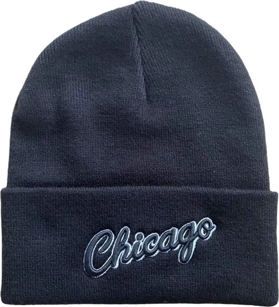 Bonnet Mitchell & Ness HK12936CBUBLCK - Bonnet Maillé Bleu et Noir Chic