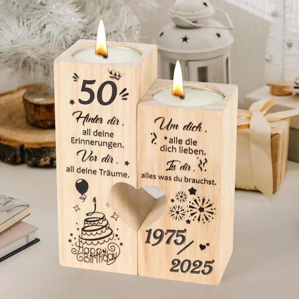 Idee Regalo Mamma 50 Anni Portacandele Cuore Legno Inciso