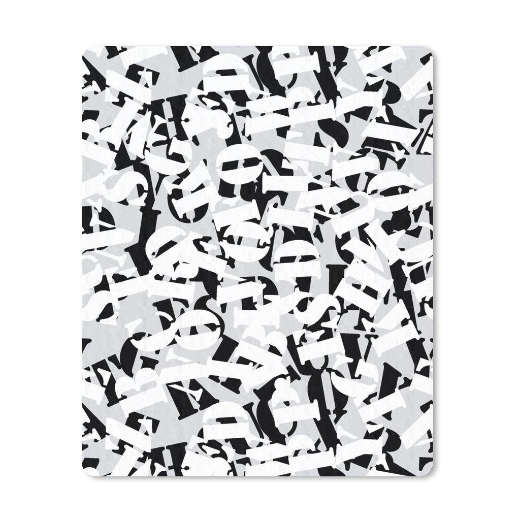 MuchoWow Mauspad Mousepad Buchstaben - Alphabet - Muster - Schwarz und Weiß 19x23 cm - Mousepads - Maus Mat - Pad - Mausunterlage - Mauspads - S...