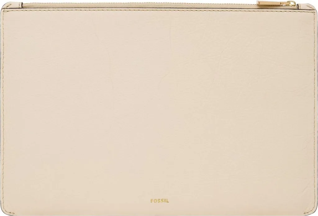 Sac Accessoires Fossil Pouch Bone : Cuir Écru et Finitions de Qualité