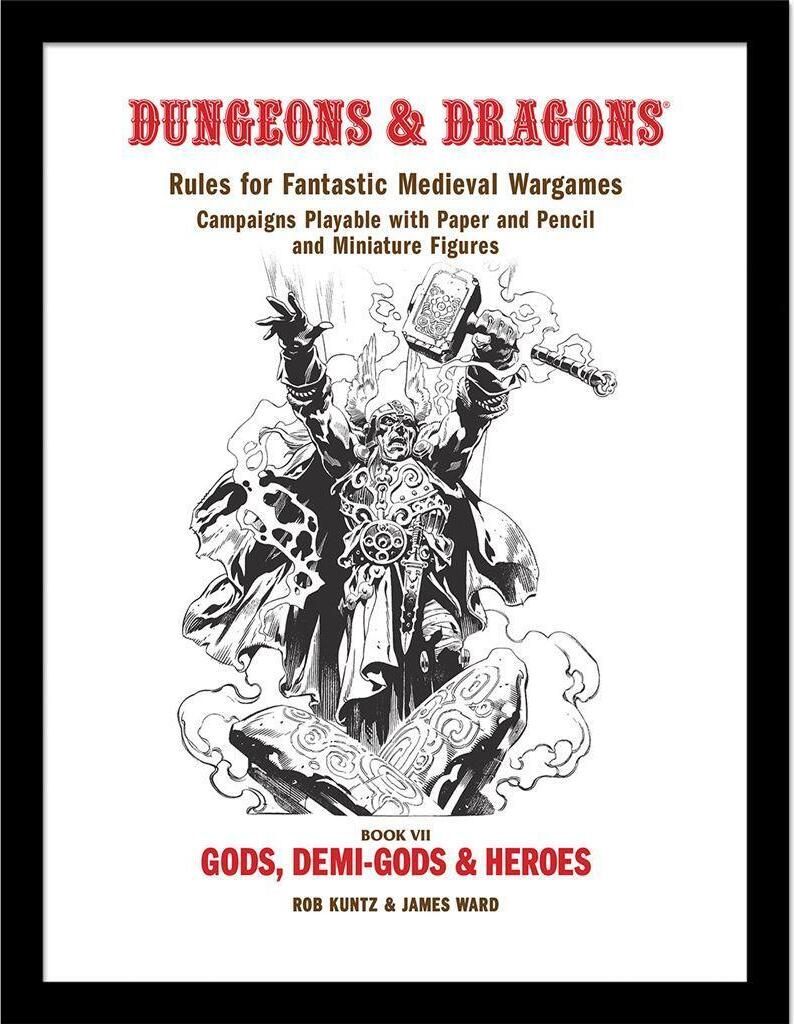 Dungeons & Dragons - Gerahmtes Poster "Gods Demigod & Heroes" PM9553 (40 cm x 30 cm) (Weiß/Schwarz/Rot)