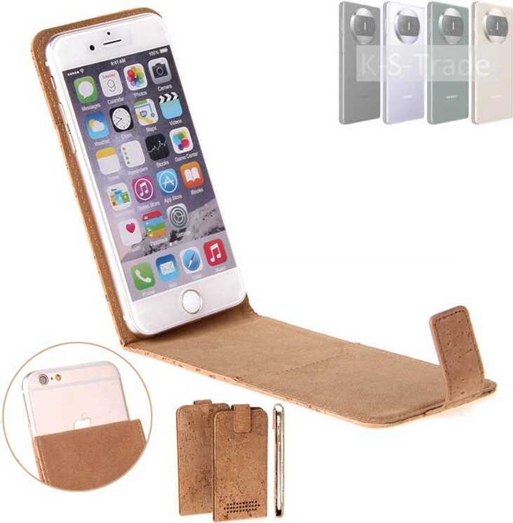 K-S-Trade Handyhülle kompatibel mit Huawei Mate X3 Kork Hülle Flipstyle Case Schutzhülle Kork Case Hülle Flip cover Klapphülle Klapp, braun 1x