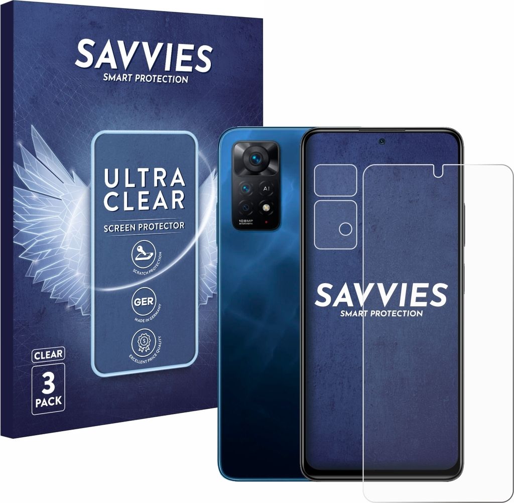 6x Für Xiaomi Redmi Note 11 Pro 5G (Display+Kamera) Schutzfolie Savvies Displayschutz Display Schutz Folie Klar Transparent