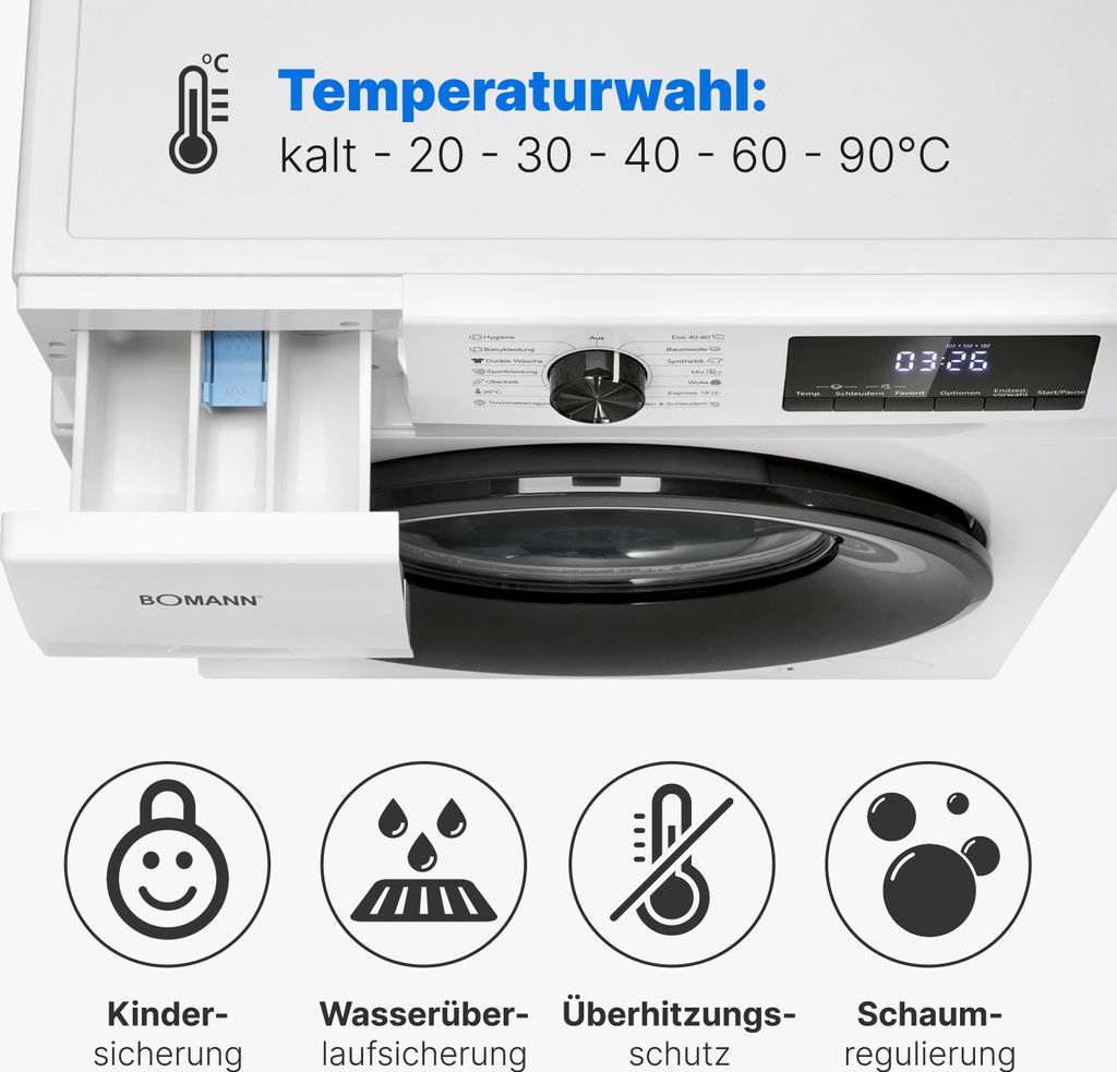 Bomann® Waschmaschine 7kg mit max. 1400 U/min und Produktbild 6