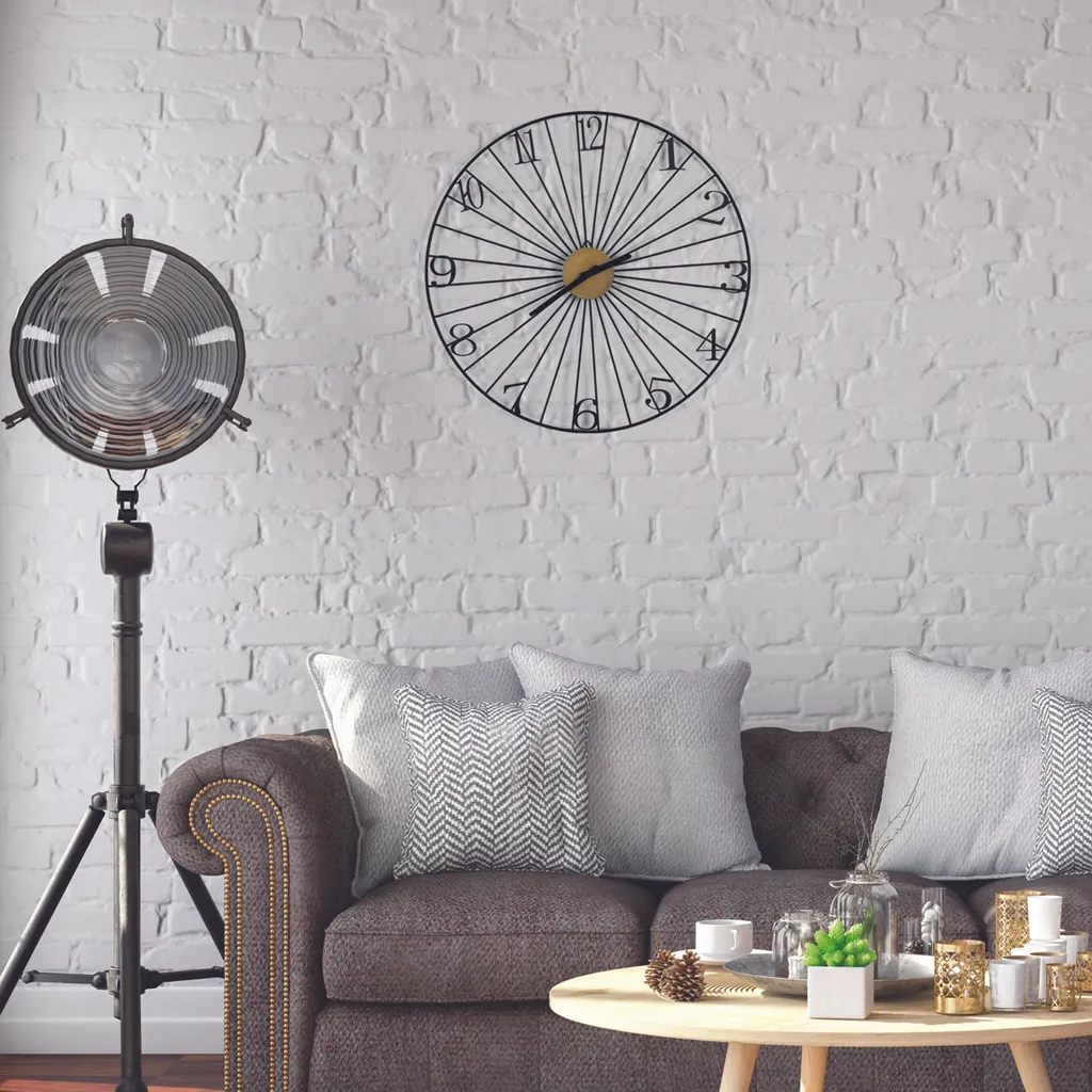 Grande Horloge Murale en Métal Filaire 50cm - Décoration Style Loft