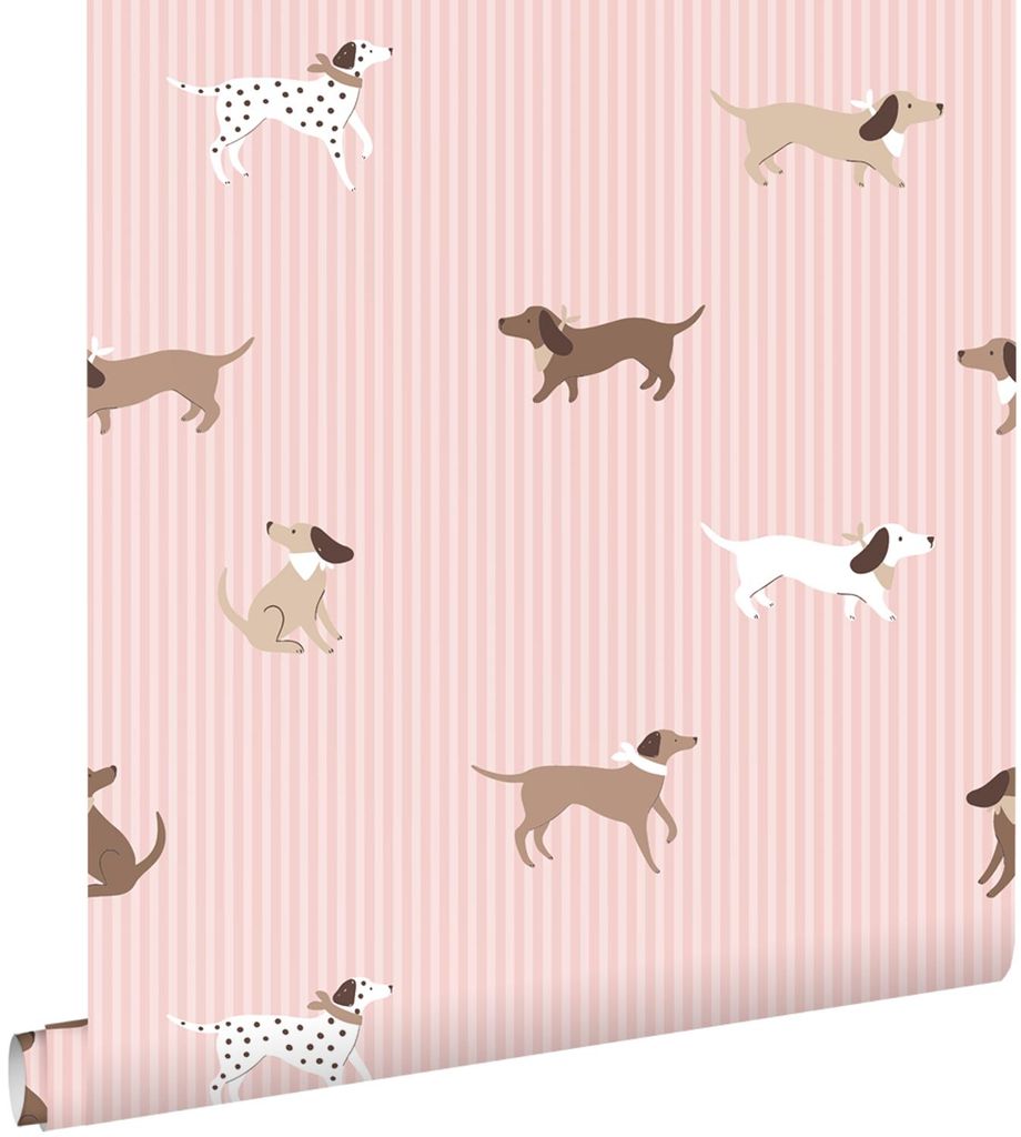ESTAhome Tapete Hunde Rosa und Braun 50 x 900 cm Produktbild 