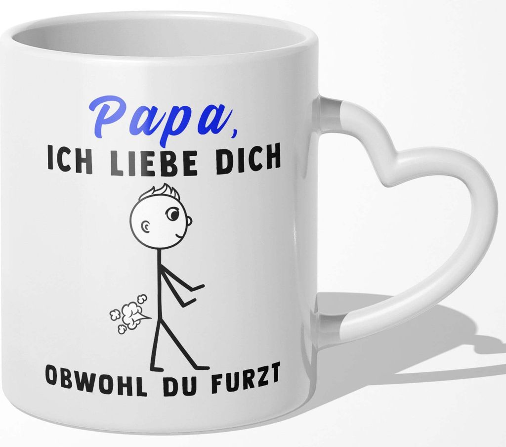 22Feels Papa Geschenk Vatertag Vater Tasse Geburtstag Kaffeetasse Männer Haferl Weihnachten Herrentag Beste Eltern (Herzhenkel Weiss)