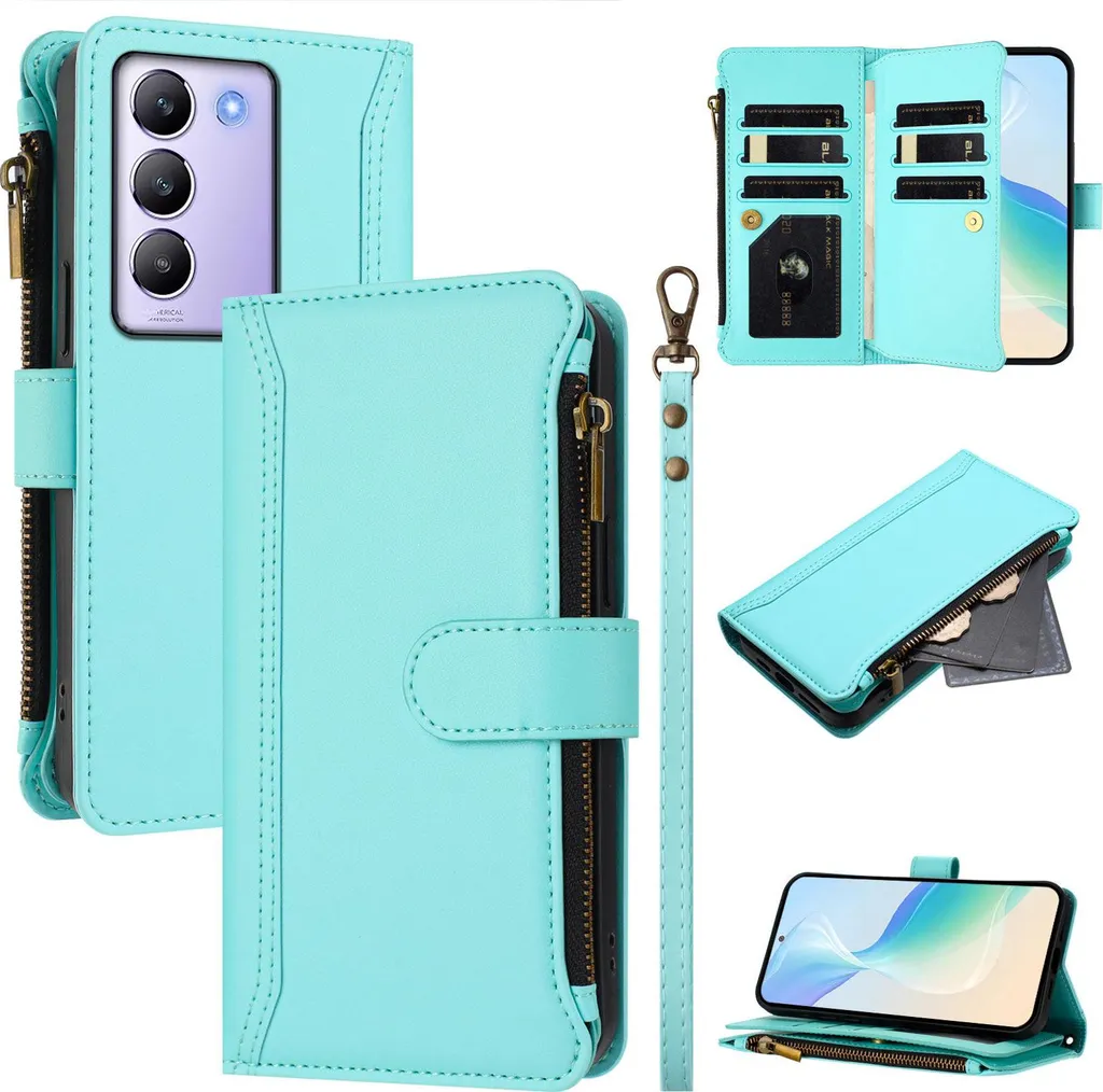 Custodia Business Vivo V30 Lite 4G con Cerniera e Slot Carte Verde