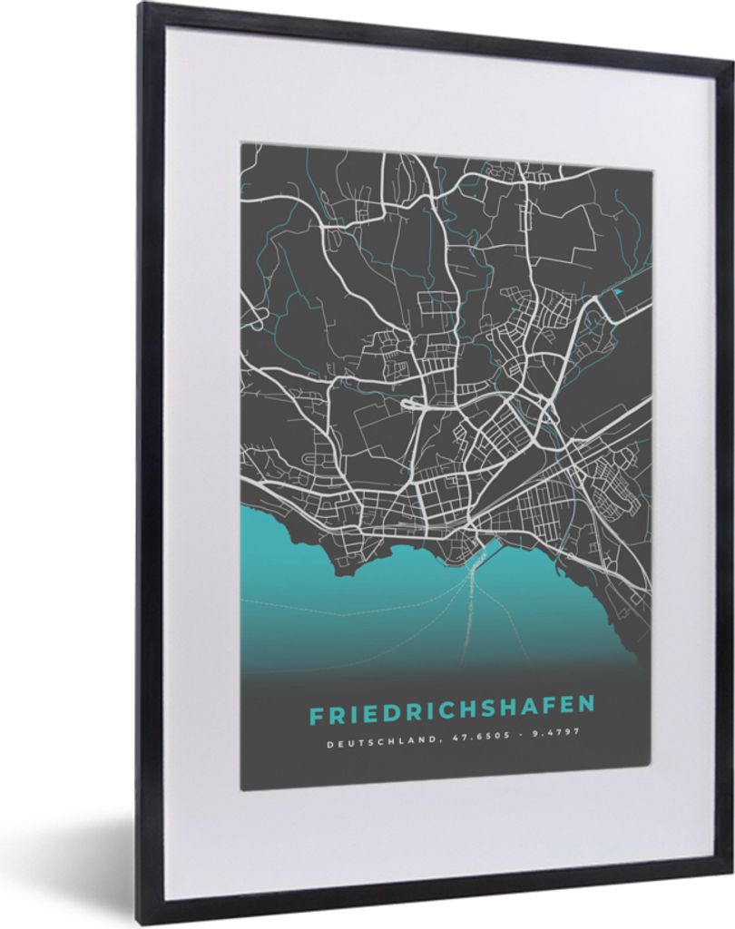 MuchoWow® Gerahmtes Poster Stadtplan - Deutschlandkarte - Produktbild 