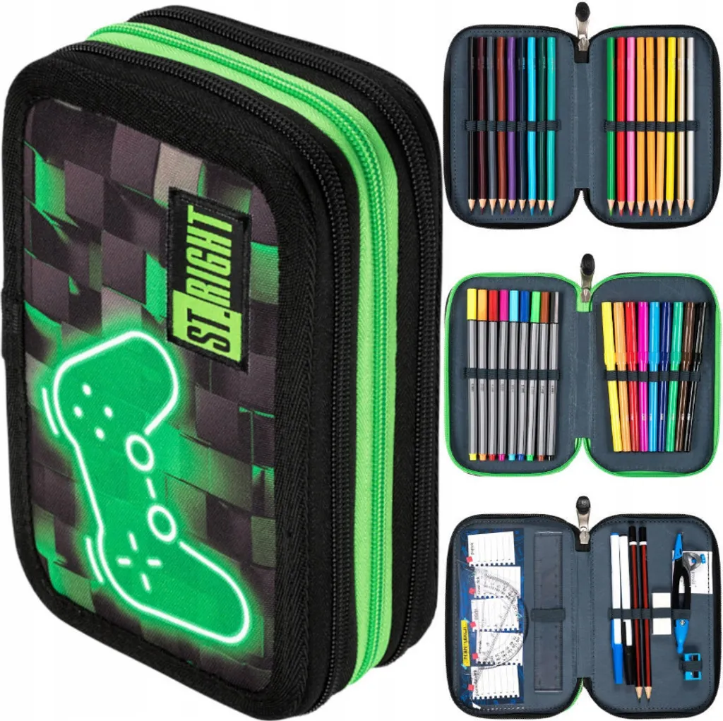 Trousse à crayons 47 pièces avec 3 compartiments spacieux pour l'école