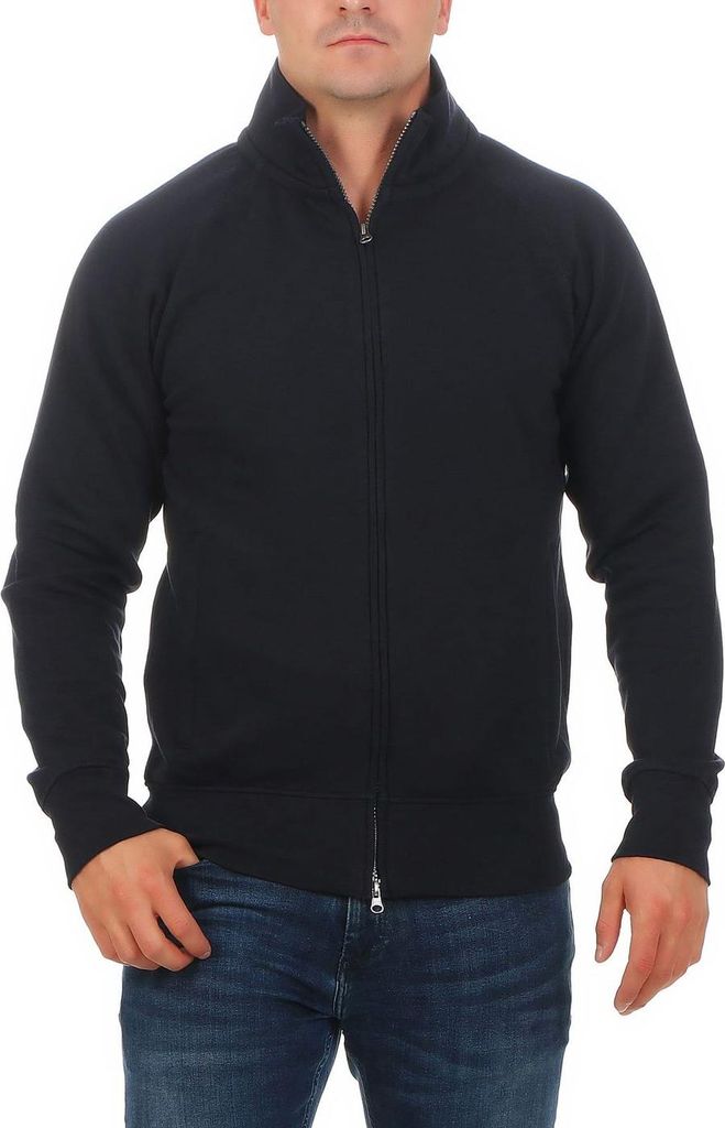 Mivaro Herren Sweatjacke mit Stehkragen aus Baumwolle mit Fleece innen Regular Fit Zwei Wege Reißverschluss Jacke warm bequem für Arbeit Freizeit...