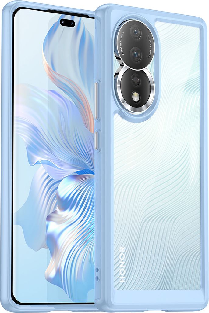 Honor 80 Hülle, Klar Rückseite Stoßfeste TPU Silikon Bumper Schutzhülle für Honor 80 Blau