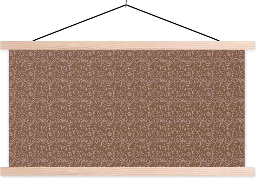 MuchoWow Textilposter Porträt - Abstrakt - Design 120x60 cm mit holzfarbenen Rahmen - Klemmleiste