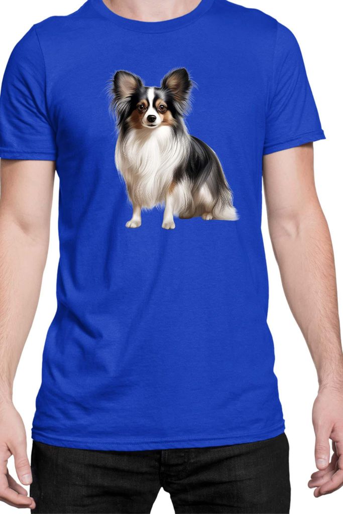 Herren T-Shirt Dogs Breeds Papillon Dog Breed 006, Man XL / Blau