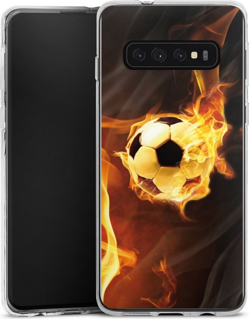 DeinDesign Handyhülle für Samsung Galaxy S10 Plus Silikon Hülle Case Smartphone Schutzhülle Ball Feuer Fußball