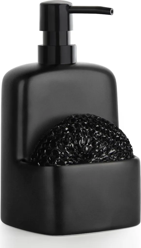 Grand distributeur de savon noir 600 ml avec pompe robuste en céramique mat